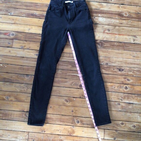 LEVIS 721 black high waisted jeans skinny high-rise filiforme size 25 black - Picture 5 of 10